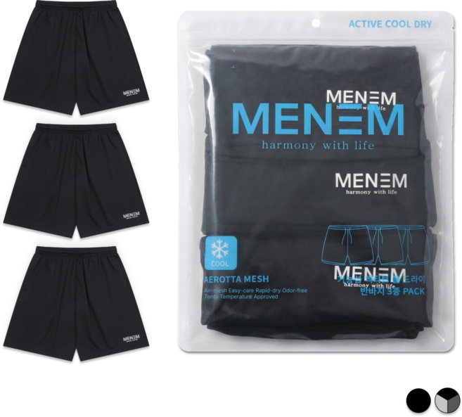 미넴 남녀공용 반바지 3장 S~5XL 스포츠 기능성 쿨티 헬스 트레이닝