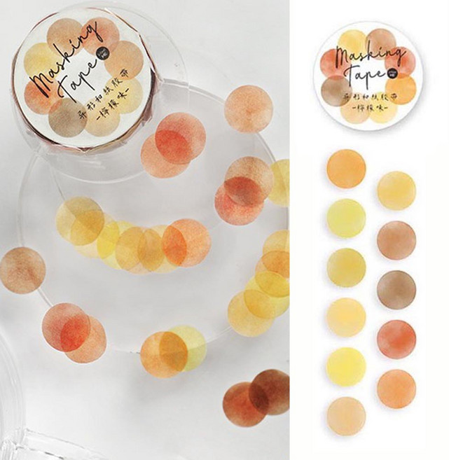 100p 원형 마스킹 테이프 다꾸스티커 플라워 데코 조각 다꾸 폴꾸 폰꾸 폰꾸미기 탑꾸 스티커, 레몬
