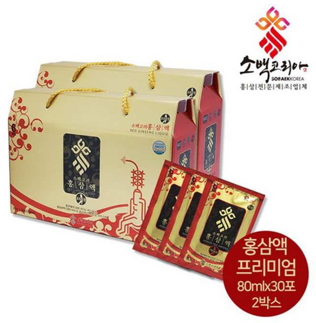[소백코리아] 홍삼액 프리미엄80ml 60포, 2개, 2.4L