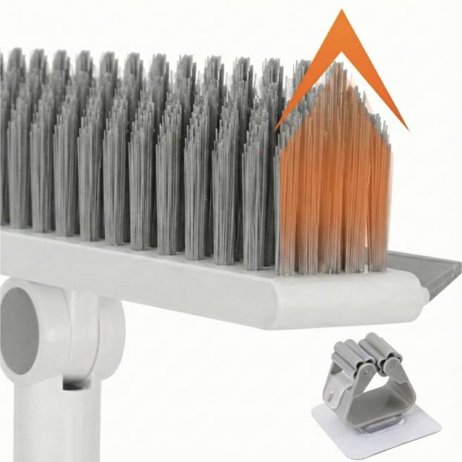 웨이백홈 탈부착 스퀴지 욕실 모서리 틈새 v자 청소솔 걸이포함, 화이트, 1개