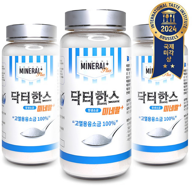 닥터한스 명품 프리미엄 용융소금 미네랄 플러스 SBS 생활의달인 태초솔트 [원산지:국산(강원도 홍천군)], 750g, 3개