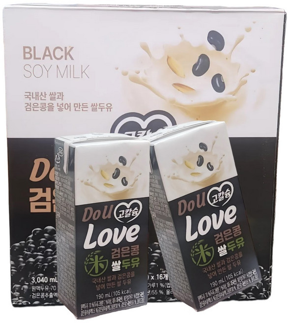 빙그레 한미 고칼슘 검은콩 쌀두유 190ml (16팩), 16개