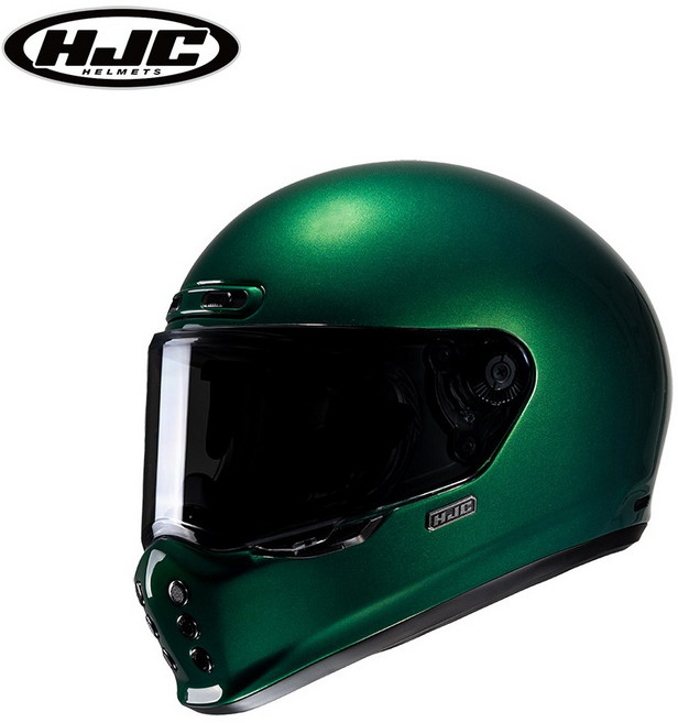 HJC V10 레트로 풀페이스 헬멧, M, 그린