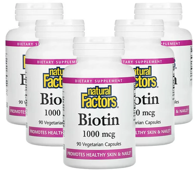 네츄럴팩터스 비오틴 1 000mcg 베지 캡슐 90정, 5개 - 쿠팡