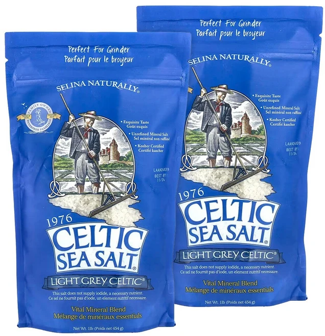셀틱 씨 솔트 라이트 그레이 셀틱 필수 미네랄 블렌드 454g Celtic 켈트족 소금 x 2개 - 쿠팡