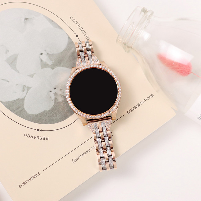 오르몽트 갤럭시워치8 7 6 5 4 3 호환 클래식 큐빅 브레이슬릿 메탈 갤럭시워치스트랩 시계줄 줄질, 로즈골드콤비