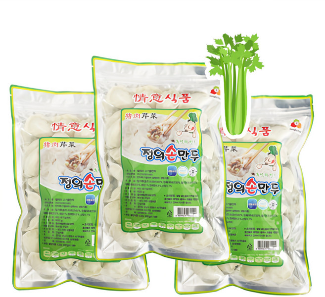 홍홍 중국식품 중국 정의 샐러리 친차이 고기물만두 중국물만두 중국만두 중국 만두, 3개, 600g