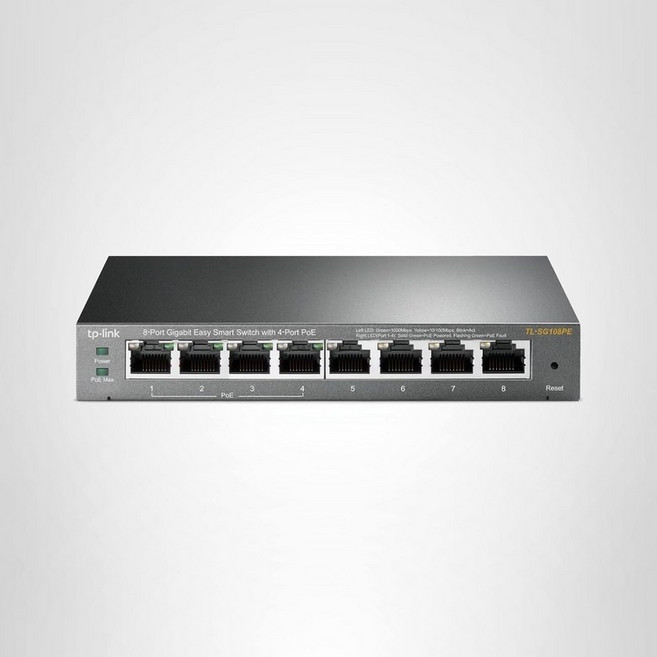 TP-Link TL-SG108PE V3 8포트 기가비트 PoE 스위치 쉬운 스마트 관리 4포트 PoE+ 포트 @64W 플러그 앤 플레이 튼튼한 금속 및 차폐 팬리스 QoS VLAN, 1개, 상품명참조