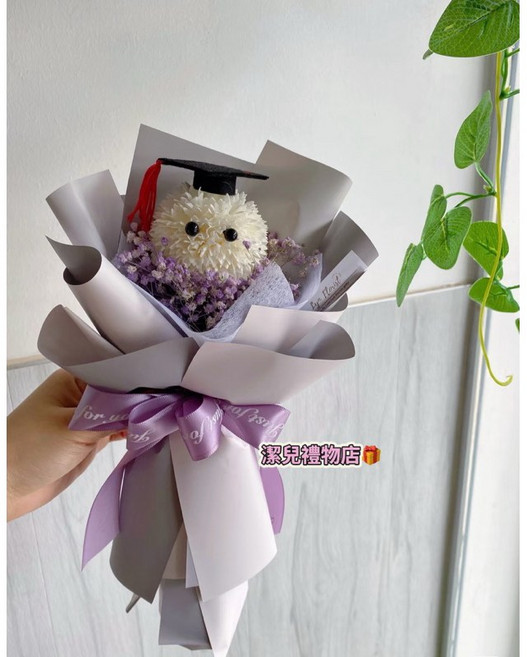 花束 畢業花束 永生花束 香皂花 玫瑰花束 情人節花束, 紫色+禮物袋