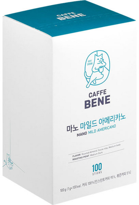카페베네 마노 마일드 아메리카노 원두커피믹스, 1g, 100개입, 1개