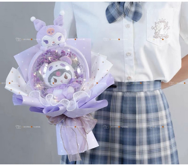 波波球花束 草莓熊 熊抱哥 生日禮物, 庫洛米+禮物袋+髮箍, 1個