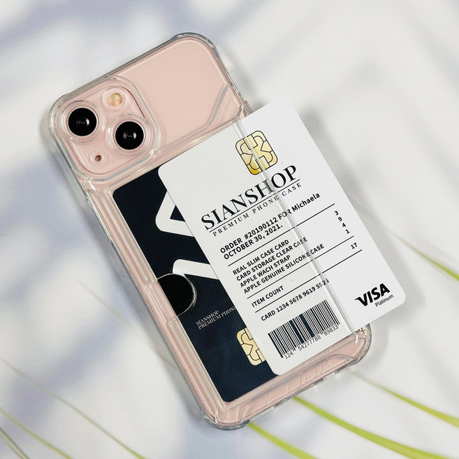 시안샵 1+1 카드 2장 수납 투명 슬라이드 젤리 케이스