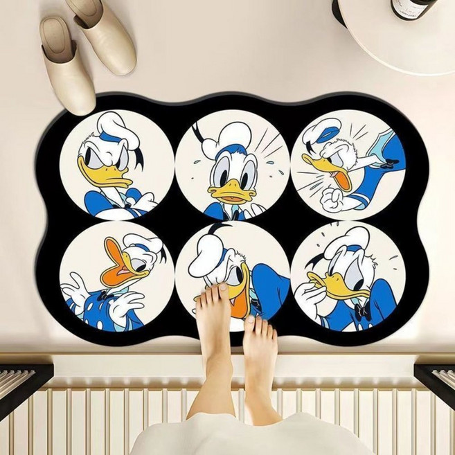 크레용 신짱 미키 수분을 잘 흡수하고 쾌적한 규조토 매트, 파란색 옷 오리, 1개