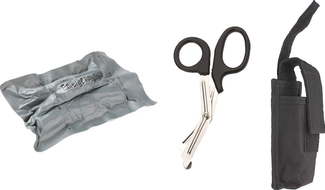 TRADER 以色列戰術彈性繃帶 戶外急救止血繃帶, 【中號 6吋】繃帶+剪刀(銀)+收納包, 1個