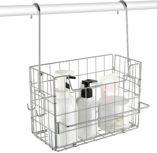 7Shadows 304 스테인리스 욕실 행잉 바구니 벽걸이 수납 정리함 수건걸이 일체형, 1개