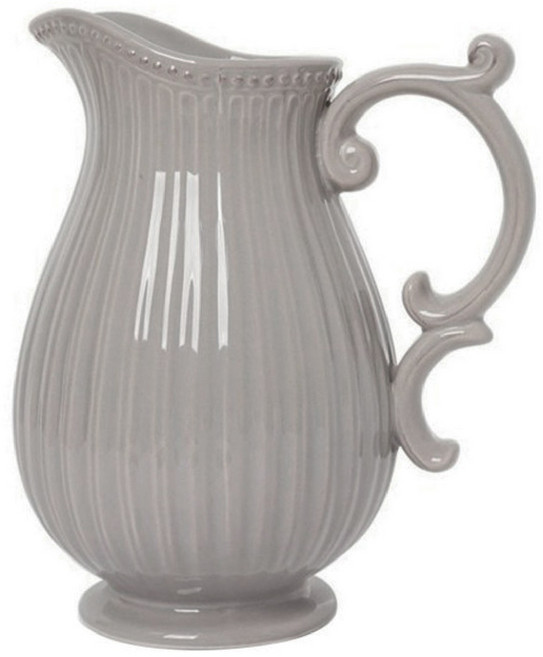 애슐리 도자기 손잡이 저그 화병 꽃병 오브제, 그레이