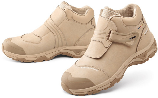 워킷 안전화 베이지 벨크로 kcs인증 논슬립 방수 발목높은 경량 가벼운 발편한 남자 여성 작업화
