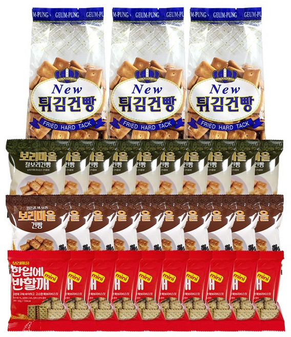 금풍제과 튀김건빵 240g X 3개 + 보리마을 30개 (한입에반할깨10 + 검은콩깨보리건빵10 + 찰보리건빵10)