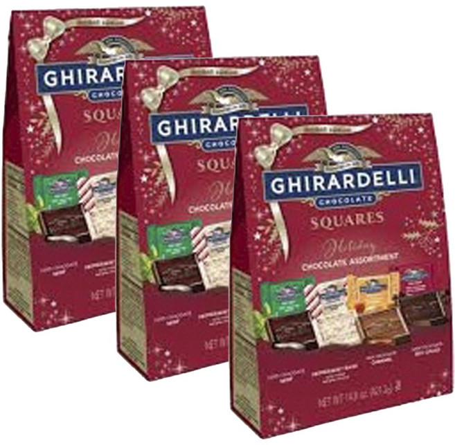 기라델리 스퀘어 홀리데이 초콜릿 혼합, 421.2g, 3개