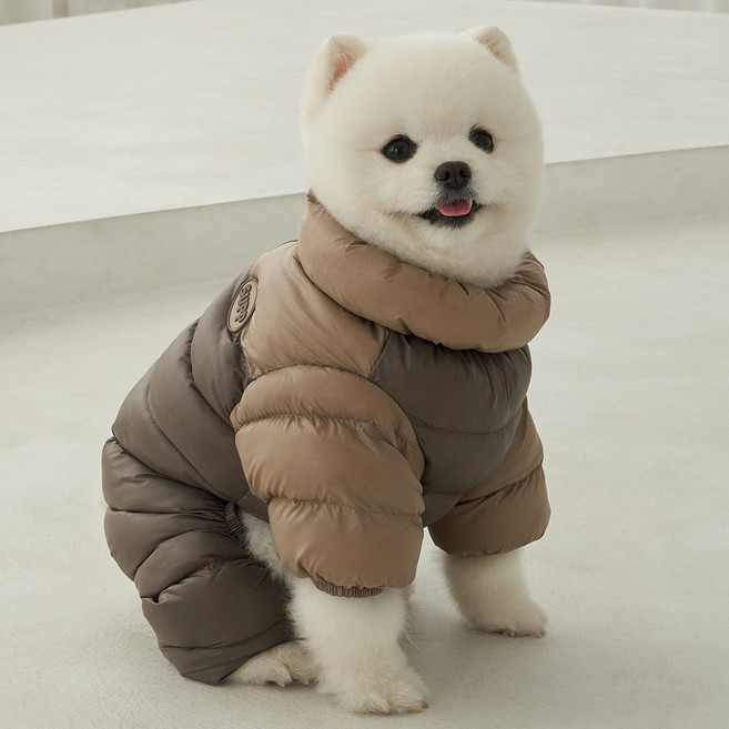 도그아이 강아지옷 다운필 패딩 올인원, 1개, 초코브라운