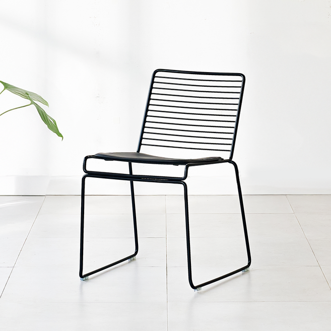 퍼니인어스 헤이히체어 스틸 야외의자 테라스체어 카페 정원 인테리어체어, 블랙, 1개