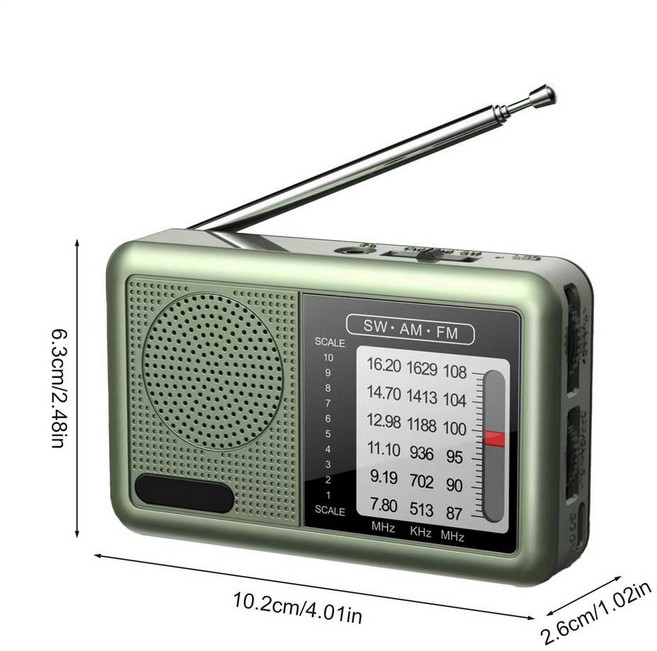 어르신 효도 라디오 재난 휴대용 자가발전 미니 태양광 충전식 단파 Am Fm 날씨 오디오 장비 훌륭한 수신 이어폰 잭 트랜지스터, Green