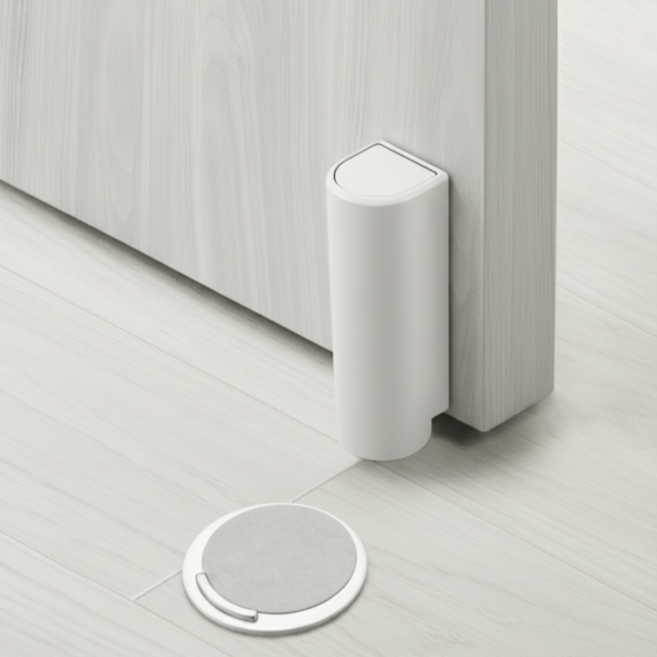 강력 자석 초슬림 무타공 도어스토퍼 방문고정, 1개, 화이트