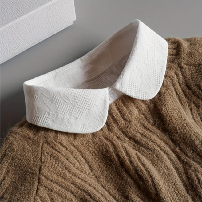 여성용 프릴 하이넥 가짜 셔츠 칼라 레이어드 블라우스 페이크 카라