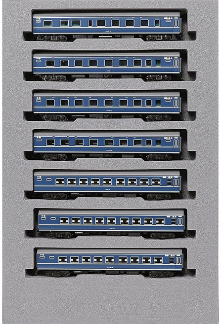 KATO N게이지 20계 침대 특급 아사카제 초기 편성 7량 증결 세트 10-1726 철도 모형 객차 파랑, 1개