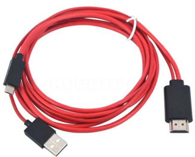 2 in 1 마이크로 USB to 5 핀 HDMI 호환 어댑터 케이블 USB to HDTV 컨버터 1080P 비디오 케이블 HDTV 삼성 갤럭시 S2 3 4 5 용, [01] Red, [01] 2m, 1) Red - 2m