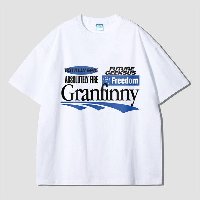 그랜피니 오버핏 남녀공용 플랜 그랜 반팔 티셔츠