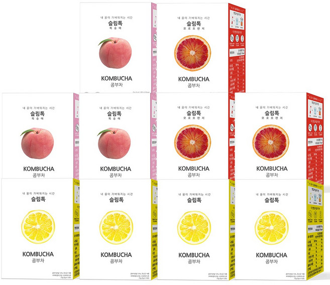 퓨어리턴 슬림톡 콤부차 레몬 복숭아 모로오렌지 15포 10박스 꼼부차 유산균 사과초모식초, 15개입