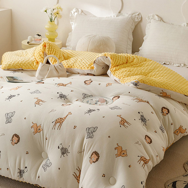 수스존 부드러운 차렵이불 3D 봄 가을 겨울 먼지없는 극세사 팝잇이불