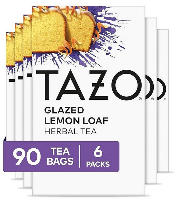 TAZO 디저트 딜라이트 글레이즈드 레몬 로프 허브 티백 아로마 블렌드 카페인 프리 총 90개의 티백 (15개입 - 6팩), 1개, 1개입