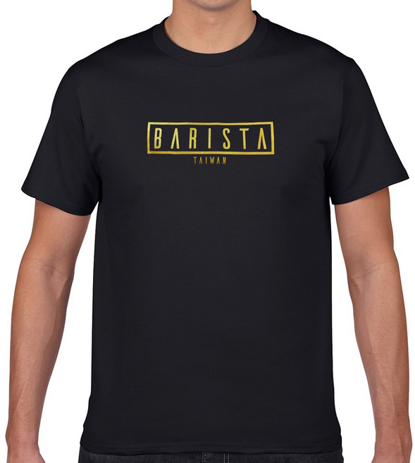 Barista Taiwan 純棉中性短T, 黑底金字, M