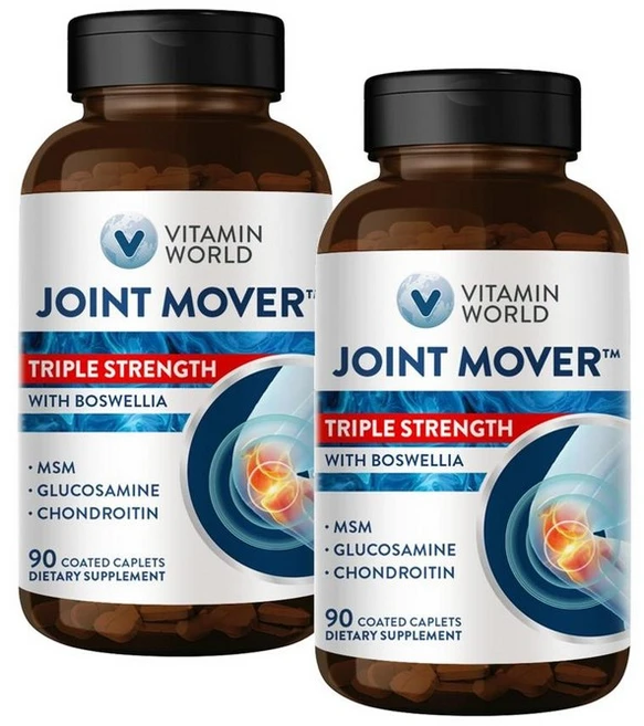 비타민월드 조인트무버 트리플스트렝스 위드 보스웰리아 MSM 글루코사민 콘드로이틴 Vitamin World Joint Mover Triple Strength, 2개, 90정 - 쿠팡