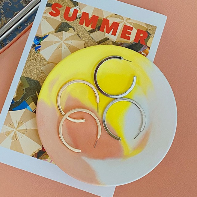 귤팩토리 심플 스퀘어 민자 링 귀걸이