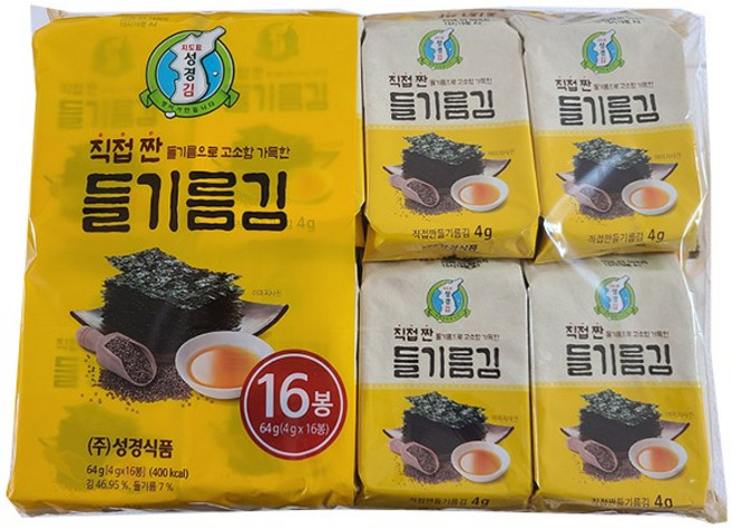 지도표 성경김 직접 짠 들기름 식탁김 16봉 4g (16봉 x 8개) 128봉 한박스, 128개