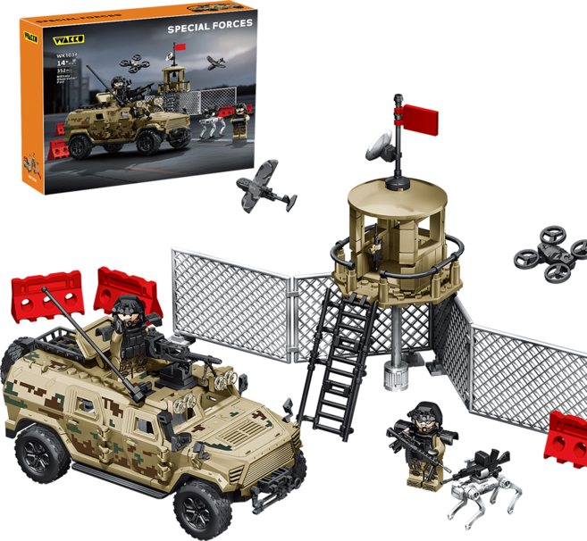 Wakku 특수부대 레고호환블록 군사 기지 자동차 블럭세트 어린이날선물, 1개