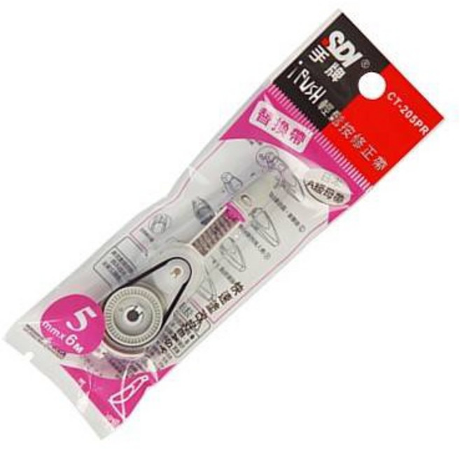 SDI 手牌 iPUSH 輕鬆按替換帶, 1個, CT-205PR 5mm*6m 粉替換帶