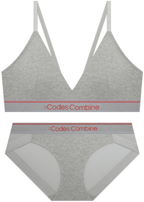 코데즈컴바인이너웨어 코튼 트라이앵글 브라렛 팬티 세트_멜란지그레이
