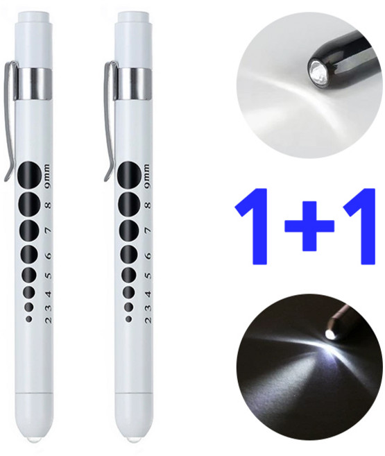 동공펜 LED 라이트펜 2p 모음 간호사 군인 군대 훈련소 불빛 볼펜 후레쉬 펜 네오널스, 2개, 화이트_화이트 모음