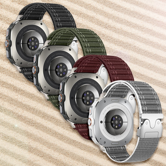 갤럭시워치 울트라 낙하산 버클 나일론 트레일 스트랩 47mm, 블랙, 1개