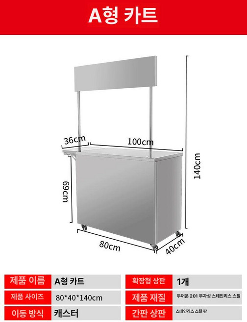 접이식 매대 이동식 포장마차 분식 장사, 기본 모델명/품번