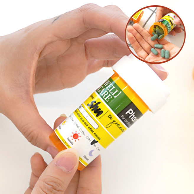 미드약통 미드 밀폐 미국 소분 약통 약병 S size 5개입 (스티커 포함), 1세트, 오렌지