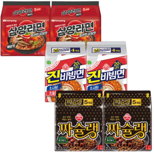 삼양라면 매운맛 오뚜기 짜슐랭면 진비빔면 멀티팩세트