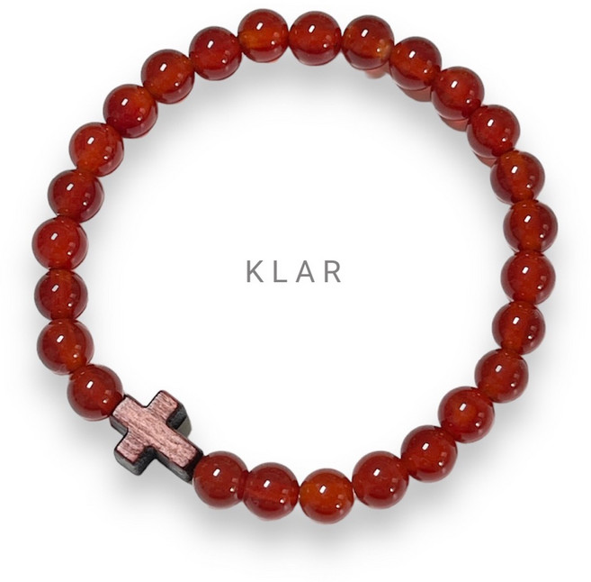 클라(KLAR) 천연 자마노(Sard) 샤벨 십자가 팔찌 (4mm)