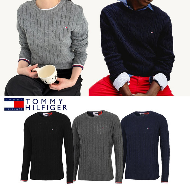 TOMMY 타미힐피거 크루넥 케이블니트