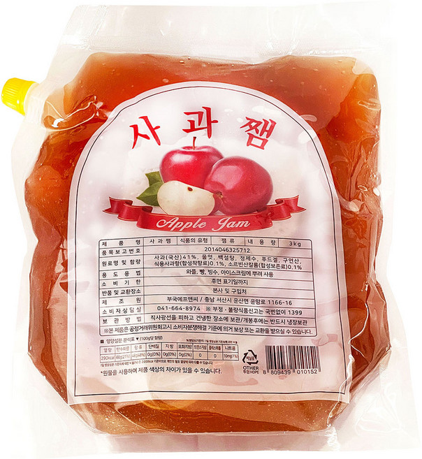 부국 사과잼 (파우치), 1개, 3kg