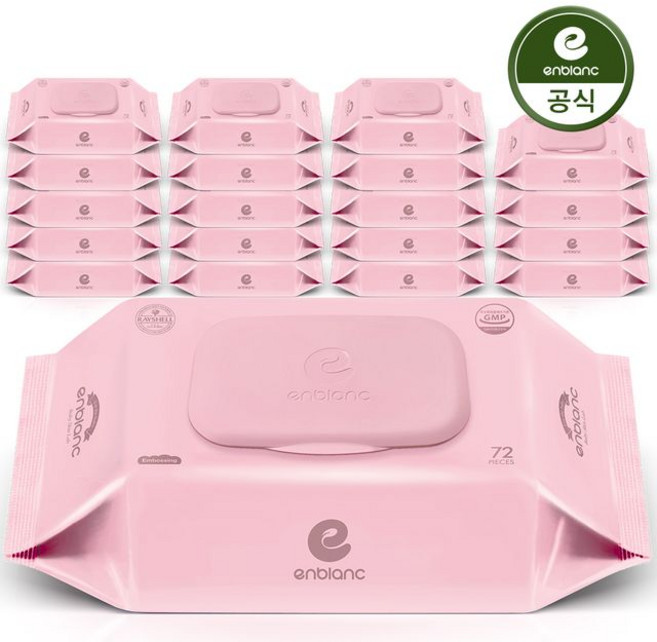 앙블랑 네오 핑크 아기 물티슈 캡형, 63g, 72매, 20개